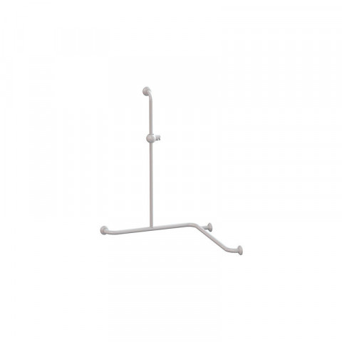 Barre de douche angle 2 murs alu époxy blanc