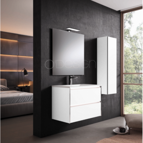 Meuble suspendu 80 cm à led + simple vasque - Cadiz - Couleur au choix