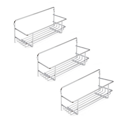 Support à épices pour mur ou meuble de cuisine à 3 étagères en acier coloris au choix-gris anthracite