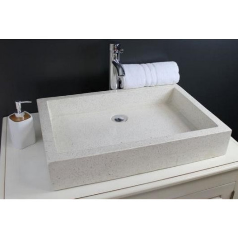 Vasque en terrazzo timbre 60x40cm ton pierre