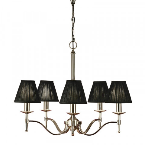 Suspension 5 ampoules stanford, nickel, abat-jour noirs