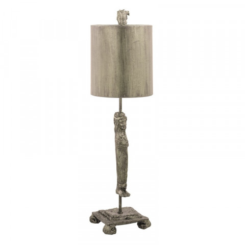 Lampe caryatid, argent, avec abat-jour