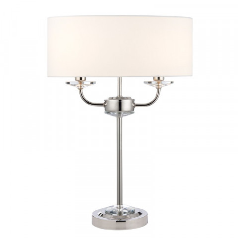 Lampe nixon, nickel brillant et cristal, 2 ampoules