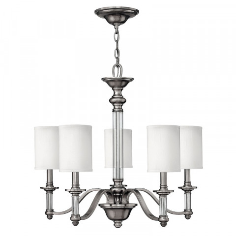Suspension sussex, nickel brossé, 5 ampoules