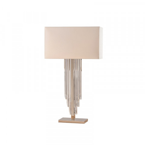 Lampe crystal cascade, cristal et métal, abat-jour crème