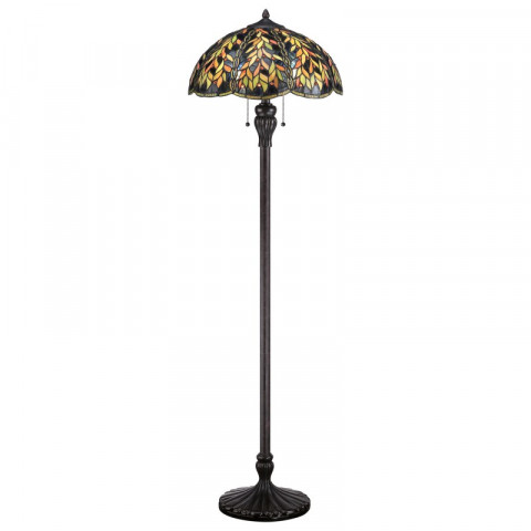 Lampadaire belle, bronze impérial et verre tiffany