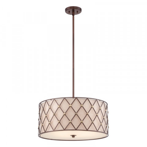 Suspension brown lattice, cuivre, 4 ampoules