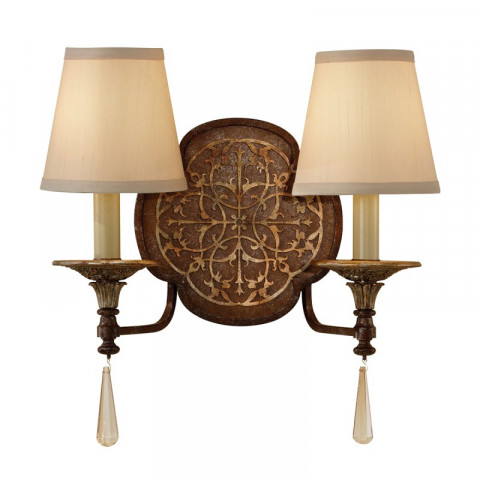 Applique marcella, bronze oxydé et or, 2 ampoules