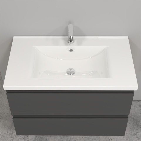 79x44.5x52(l*w*h)cm meuble salle de bain anthracite avec 2 tiroirs à une fermeture amortie avec une vasque à suspendre