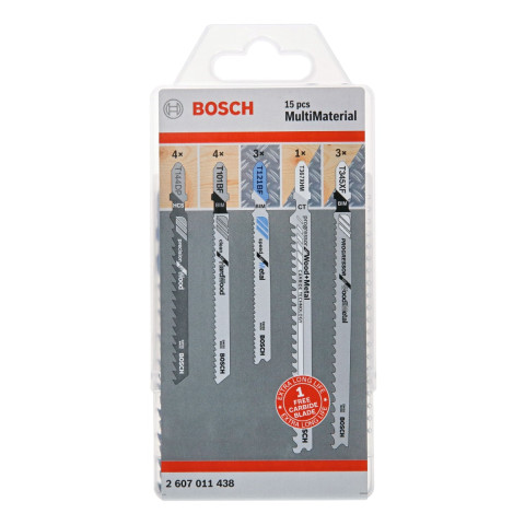 Coffret 14+1 lames scie sauteuse spécial multi-matériaux - 15 Pièces - BOSCH - 2607011438