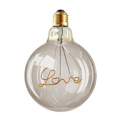 Ampoule globe LED 5W "LOVE" filament G95 E27 verre ambre smoky blanc chaud 2.200K