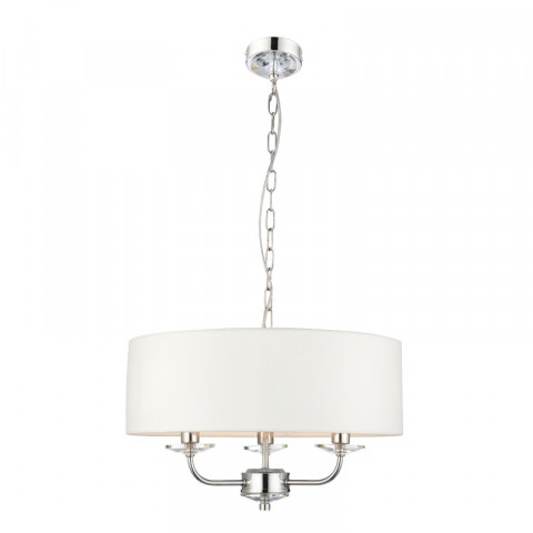 Suspension nixon, nickel brillant et cristal, 3 ampoules