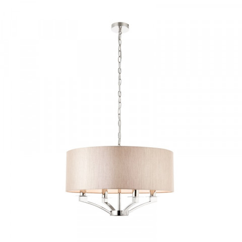 Suspension 4 ampoules vienna, nickel, abat-jour beige