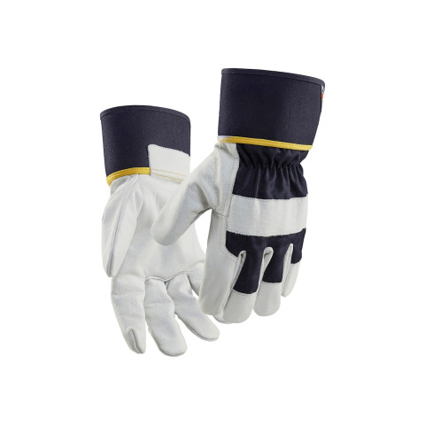 Gants de travail semi-doublés en cuir Marine-Foncé/Blanc - Pack de 12 paires - 28411462 - Taille au choix