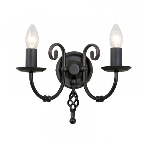 Applique artisan, noir, 2 ampoules
