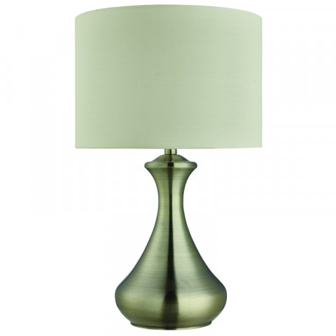 Lampe de table touch lamps, en laiton antique, abat-jour crème