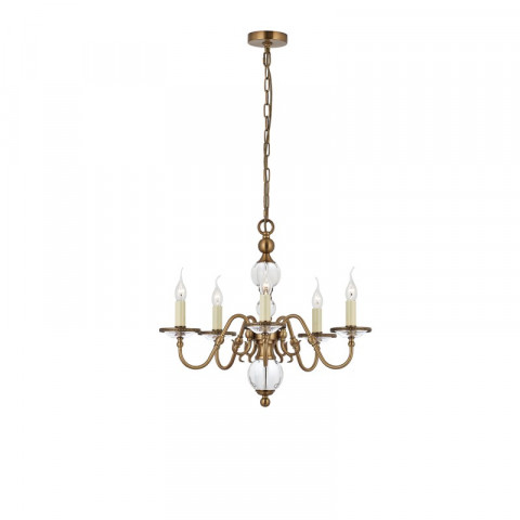 Chandelier tilburg, laiton antique 5 éclairages