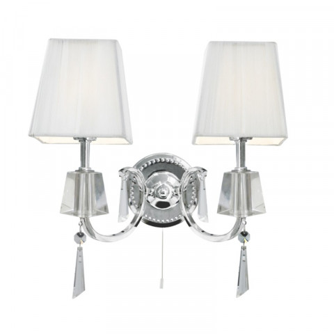 Applique portico, en chrome et verre avec 2 abat-jour blancs