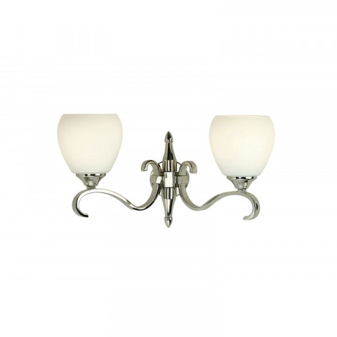 Applique 2 ampoules columbia, nickel et verre opale