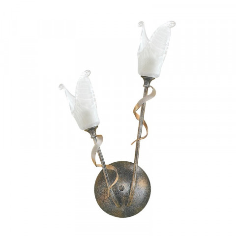 Applique fly, noir / argent / or et verre, 2 ampoules