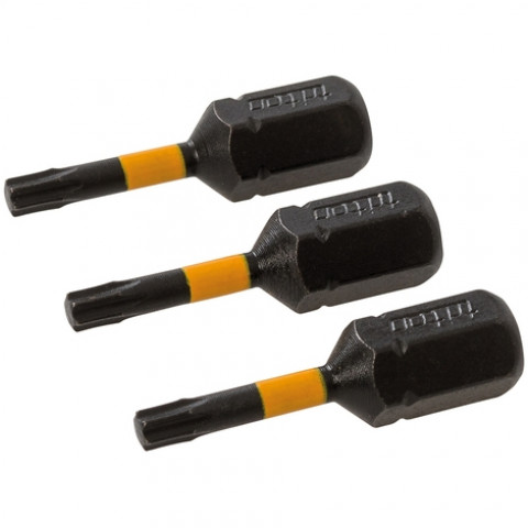 Lot de 3 embouts de vissage impact T10 - T10 - 25 mm