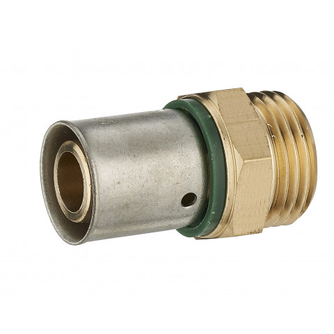 Raccord droit à sertir profil TH pour tube PER NOYON & THIEBAULT - Ø 16 mm à visser mâle M3/4' (20x27) Bague à sertir en inox  - 3786-2016L1