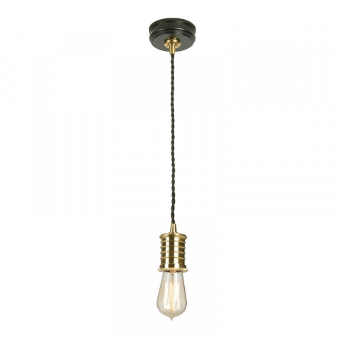 Suspension douille, noir et laiton poli