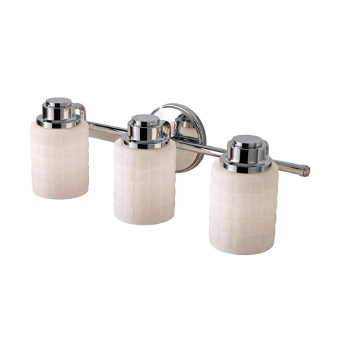 Applique wadsworth, chrome poli et verre opale, 3 ampoules