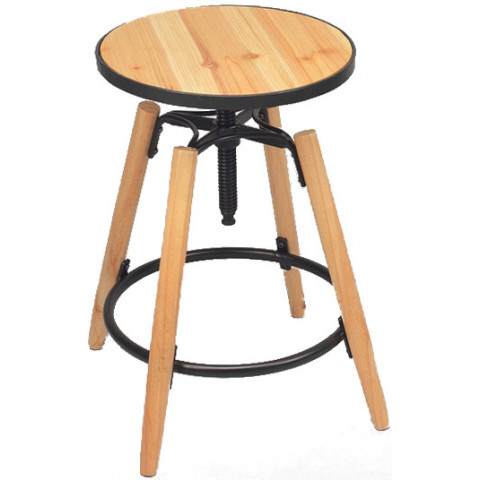 Tabouret de bar natura en bois et métal