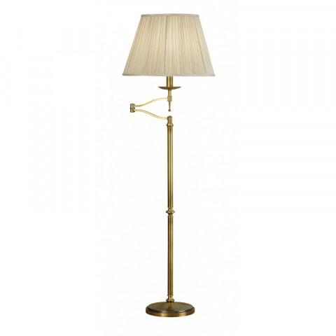 Lampadaire articulé stanford, laiton antique, abat-jour beige