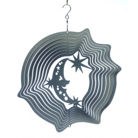 Mobile à vent lune & étoiles argent 15cm