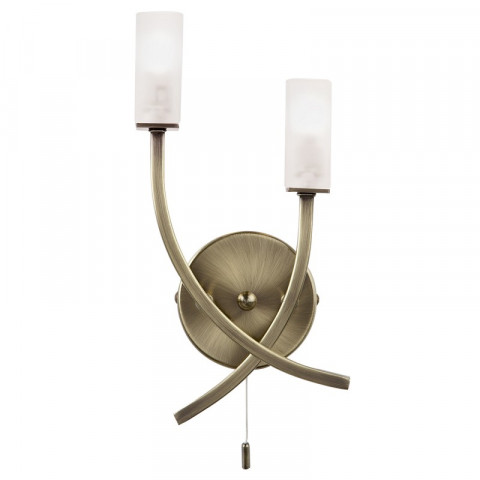 Applique havana, laiton antique et verre, 2 ampoules