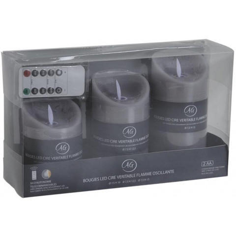 Coffret 3 bougies leds parfumées avec télécommande