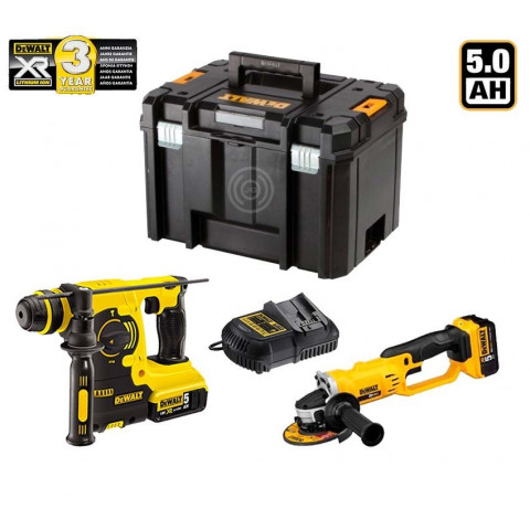 Kit marteau perforateur 125 mm 18V Li-ion et perceuse visseuse 18V DeWALT (2 batteries 5,0 Ah + chargeur + coffret)