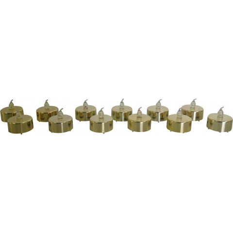 12 bougies dorées leds flamme - Coloris au choix