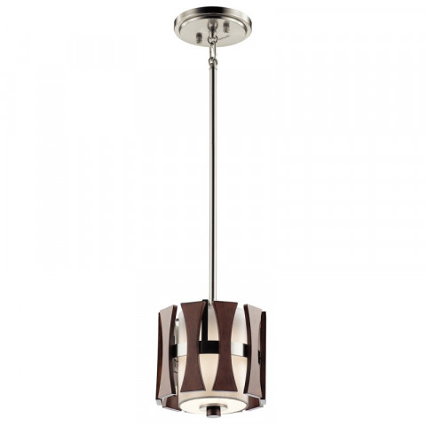 Suspension cirus, nickel brossé, bois, tissu blanc