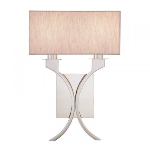 Applique 2 ampoules vienna, nickel, abat-jour beige