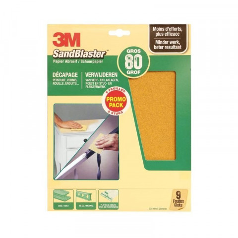 3m - sandblaster - papier abrasif 230 mm x 280 mm gros p80