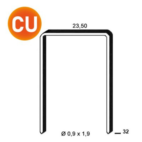 Agrafes JK590-32 mm cuivrées - Carton de 10 000 pièces - 400521