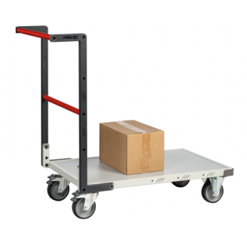 Chariot monté FLAT-PACK™ dossier fixe plateau mélaminé roues TPE 250 kg - Dimensions au choix