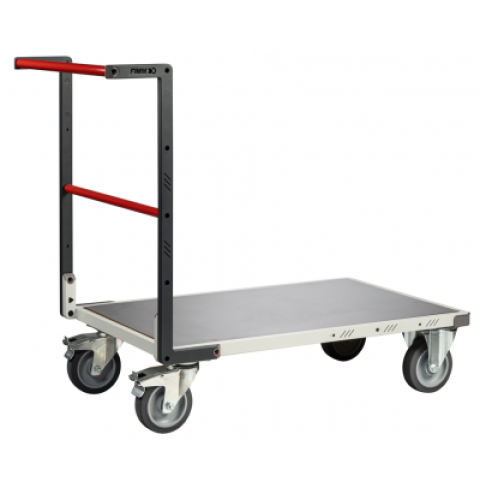 Chariot monté FLATPACK™ dossier fixe 850 x 500 mm plateau tôle roues TPE 400 kg - 806721340