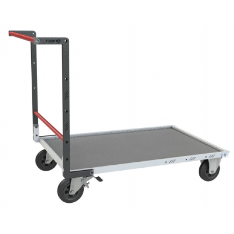 Chariot monté FLAT-PACK™ dossier fixe 1200 x 800 mm plateau tôle roues CC 400 kg - 806723330