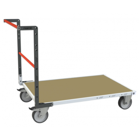 Chariot modulaire FLATPACK™ tube 1 dossier plateau bois 1000 x 600 mm roues rectangle 500 kg - 806724511