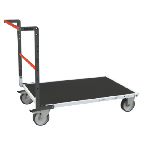 Chariot modulaire tube 1 dossier plateau bois avec tapis caoutchouc 1000 x 600 mm 500 kg - 806724531