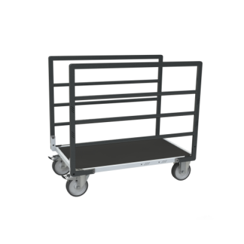 Chariot modulaire tube 2 ridelles plateau bois avec tapis caoutchouc 1000 x 600 mm 500 kg - 806724533