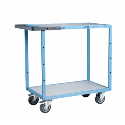 Servante mécano-soudée 2 plateaux mélaminé, 850 x 500 mm, roues TPE, 250 kg