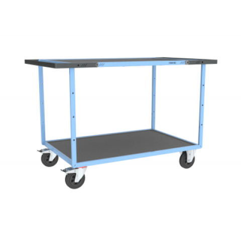 Servante mécano-soudée EVERSTEEL™ double poignées 2 plateaux tôle galva + caoutchouc 1200 x 800 mm roues CC 400 kg - 880703831