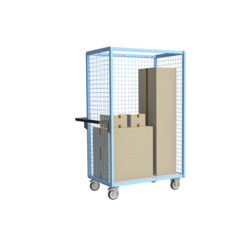 Servante grillagée 3 côtés plateau bois 250 kg - Dimensions au choix