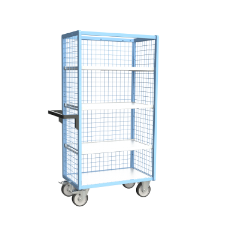 Servante grillagée 3 côtés avec 3 étagères plateau bois 850 x 500 mm 500 kg - 880725215