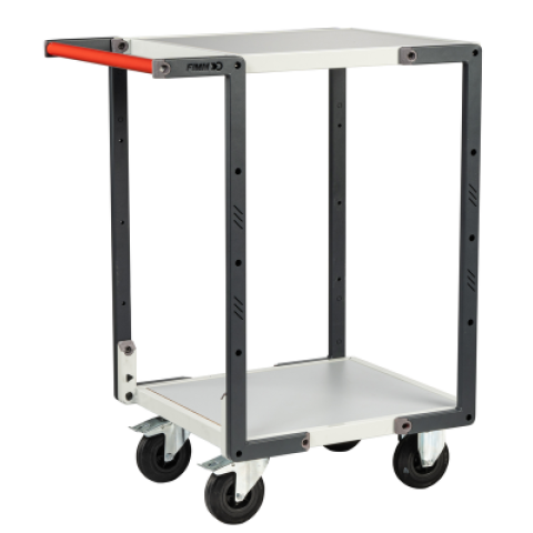 Servante flat-pack 2 plateaux mélaminé, 550 x 500 mm, roues CC, 250 kg